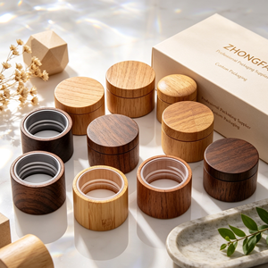 Luxury Cosmetic Cream Jar With Natural <b>Bamboo</b> Wooden Lid Refillable Skincare Packaging Custom Logo OEM - Product Image 5