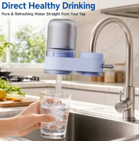 Filtre à eau pour robinet à cartouche remplaçable, réduit le chlore, convient aux robinets de cuisine et de salle de bain pour la cuisson ou le lavage