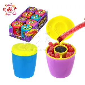 High quality Juicy Dip chewy gel soft gummy candy stick with sour juice dipping sauce