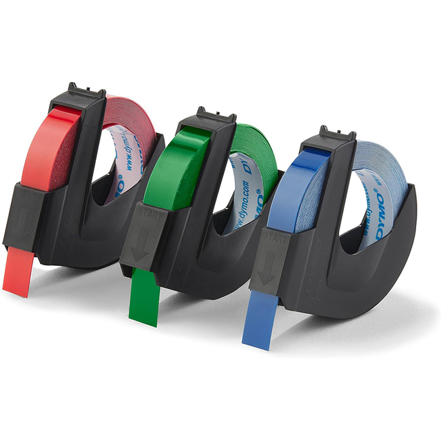 DYMO 3D Handheld Embossing Label Maker Printer 3/8''x9.8' Black Red Green Self-Adhesive Smooth Plastic Label Tape 9mm Width