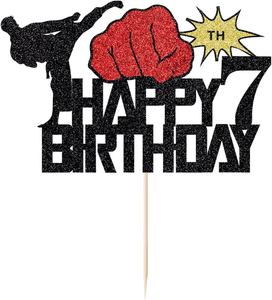 Suministros de fiesta de cumpleaños de Karate para niños y niñas, tema de artes marciales, decoraciones de feliz cumpleaños, fiesta de séptimo cumpleaños para niños - Product Image 3