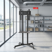 Carrito de TV Móvil Portátil con Soporte Giratorio de Movimiento Completo y Ruedas, Elevador Giratorio para Pantallas de 32''-63'' LCD y Plasma