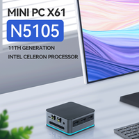 Celeron Jasper Lake N5105 2 GbE LAN WiFi6 4K Pantalla 8GB LPDDR4 Win11 Mini PC con 7 colores de luz ambiental