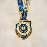 Médaille d'excellence académique personnalisée en alliage de zinc plaqué or, émail souple, forme sur mesure, directement de l'usine, pour la reconnaissance des étudiants