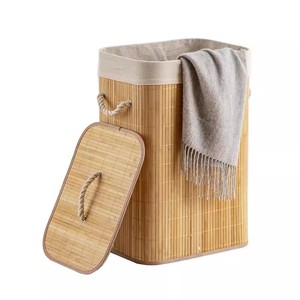 Hot Sale Modern Bamboo Wäsche korb Faltbarer Aufbewahrung skorb Abnehmbare Deckel auskleidungen Einfacher Montage behälter für das Waschen von Kleidung zu Hause