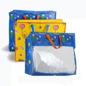플라스틱 지퍼 담요 퀼트 토트 백 도매 좋은 품질 에코 맞춤형 대형 섬유 이불 보관 가방
