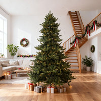 Sapin de Noël artificiel entièrement pré-éclairé avec décorations d'animaux de la forêt : renard, écureuil, lapin