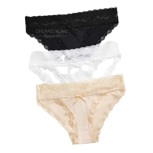 Conjunto de bragas bikini de encaje transparente sin costuras de talle bajo sexy para mujer, talla grande, 100% fibra de bambú, bordado, ecológico - Product Image 1