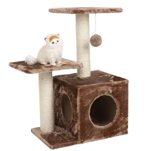 Due Livelli di Graffiare Mobili Avvolto Sisal Pet Forniture Gatto Albero Con La Casa di Graffiare Albero Torre