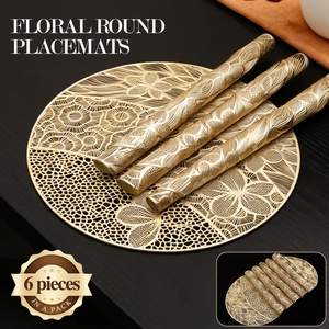 2026 European Style Wholesale Eco-Friendly Plastic Round Gold Waterproof PVC <b>Placemat</b> <b>Table</b> Mat <b>for</b> Home Kitchen Dining <b>Table</b> - Product Image 4