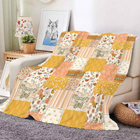 Couverture en flanelle polaire douce et chaude pour l'hiver, à motif floral et patchwork écossais, personnalisable avec faible MOQ, de haute qualité
