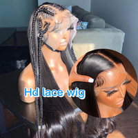 Perruque Lace Front Transparente 13x4 Cheveux Brésiliens Vierge Remy Haute Densité avec Baby Hair Pré-Pluckée Sans Colle Nœuds Blanchis