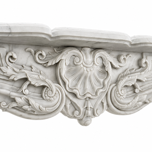 Traditional Marble <b>Fireplace</b> Mantel With Ornate Carving white marble Stone Indoor Wood Burning Hearth For Dining - Product Image 3