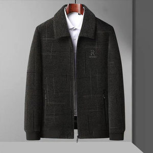 Foreign Style Casual Winter Middle-aged <strong>Men's</strong> Bomber <strong>Jacket</strong> 50-60 Years <strong>Old</strong> Loose Standard Thickness Finished Front Wool/Viscose - Product Image 1