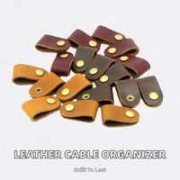 Organisateur de câbles de voyage en cuir véritable avec clip USB pour écouteurs, chargeur, logo personnalisé, câble de données pour écouteurs, cadeaux de bienvenue