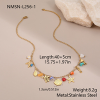 Parures de bijoux hawaïens pour femme, collier et bracelet, perles colorées, breloques étoile de mer, coquillage et tortue en acier inoxydable, bijoux de corps d'été