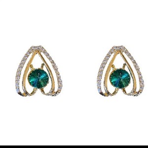 Orecchini a Perno da <span class=keywords><strong>Donna</strong></span> con Cristallo Verde e Diamanti, Nuovi Orecchini Geometrici Cavi, <span class=keywords><strong>Gioielli</strong></span> di Personalità e Temperamento - Product Image 6