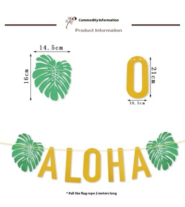 Bandera de papel brillante <span class=keywords><strong>ALOHA</strong></span> de árbol de coco Hawaiano para fiesta de verano y decoración de aula para niños, vajilla y decoraciones de mesa - Product Image 4
