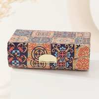Étui à rouge à lèvres vintage en liège avec miroir, imprimé floral, fermeture à pression, doublure en velours, compact, portable, pour le voyage