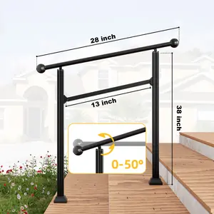 CYDISPLAY 2 단계 알루미늄 난간 계단 난간 야외 블랙 외부 계단 현관 용 과도 난간 키트
