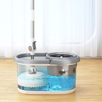 Seau d'Essoreuse à Fibres Ultra-Fines avec Manche Extensible Rotatif à 360°, Produits d'Entretien Ménager pour le Nettoyage des Sols