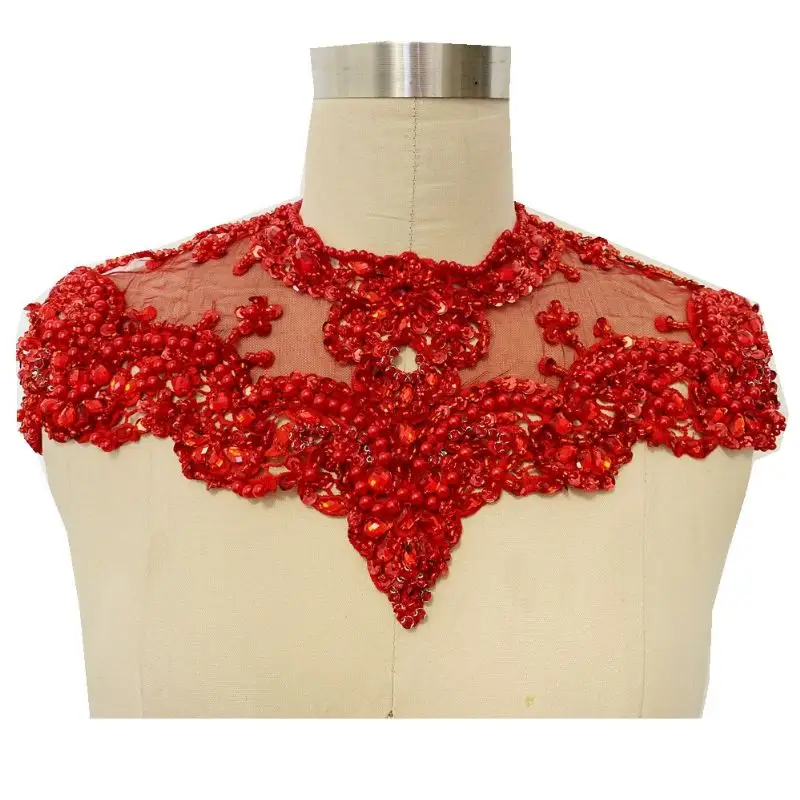 Super Flash Sewing Multi-Color Rhinestone Lace Applique Dress Accessories Neckline Luxury Diamond Rhinestone Flower Applique