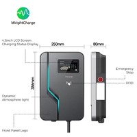 Cargador de Pared Inteligente para Vehículos Eléctricos, 7KW, Tipo 2, OCPP, RFID, Pantalla LCD, Balanceo Dinámico de Carga, Certificado CE, Control por WiFi y Aplicación, WrightCharge