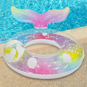 Diseño de cola de sirena de PVC ecológico para adultos, anillo de natación antifugas interior suave, Círculo de natación inflable con purpurina - Product Image 3
