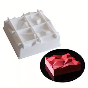 DIY Cake Mousse Mold Square Geometric Polygonal White Silicone Baking Mold For Cake Decorating - Product Image 2