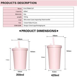 Gobelet réutilisable en PLA 350ml/420ml, écologique, biodégradable, tasse à café anti-fuite, portable, pour voiture, voyage, avec logo personnalisé - Product Image 3
