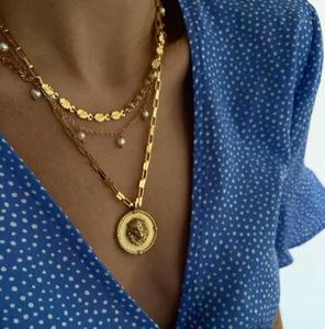 Aige-collar en relieve <span class=keywords><strong>de</strong></span> acero inoxidable para <span class=keywords><strong>mujer</strong></span>, cadena <span class=keywords><strong>de</strong></span> suéter simple, adornos <span class=keywords><strong>de</strong></span> estilo ins - Product Image 3