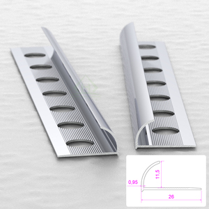 Nhôm đùn Nhà máy cung cấp 12mm <span class=keywords><strong>Chrome</strong></span> nhôm cong ngói cạnh <span class=keywords><strong>TRIM</strong></span> cho ốp lát cạnh kết thúc - Product Image 1