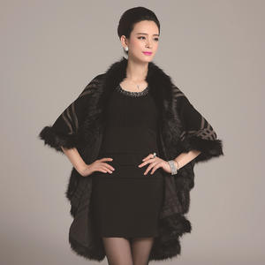 <span class=keywords><strong>Cape</strong></span> châle en fausse fourrure de renard double pour femmes, style vintage, rayé, en fausse fourrure tricotée, cardigan, manteau - Product Image 5