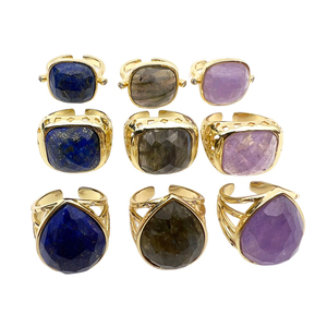 Großhandel Boho verstellbarer Statement-<span class=keywords><strong>Ring</strong></span> für Männer New Natural Big Size Labradorite Amethyst Lapislazuli Stones <span class=keywords><strong>Gold</strong></span> Fashion <span class=keywords><strong>Ring</strong></span> - Product Image 3
