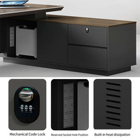 Bureau de direction contemporain de luxe en forme de L avec système de dissipation thermique et trou de prise réservé pour le bureau