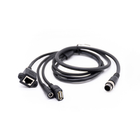 M12 USB-Kabelstecker, männlich/weiblich, elektrischer, wasserdichter, runder Signalstecker aus Kunststoff mit Abschirmung, Modell 17P, 1 m