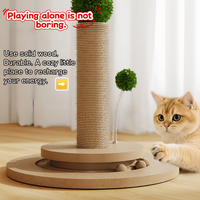 Structure d'escalade verticale pour chat, durable, en bois et bambou, antidérapante, respectueuse de l'environnement, avec piste à balles interactive et tapis d'escalade en corde