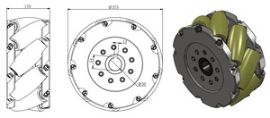 Tải Trọng 4500Kg Một Bộ Bánh Xe Mecanum 15 Inch Hạng Nặng 375Mm Bánh Xe Mecanum Công Nghiệp NM375A - Product Image 3