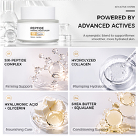 Crème pour le visage aux peptides, complexe de six peptides, collagène hydrolysé, acide hyaluronique, beurre de karité, hydratant raffermissant, soin anti-âge de la peau