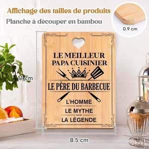 <span class=keywords><strong>Planche</strong></span> à découper en bambou gravée en gros pour <span class=keywords><strong>papa</strong></span>, plateau à charcuterie en bois gravé au laser « Le Père Grill », cadeau pour la fête des pères - Product Image 4