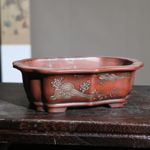 Purple Clay Rectangular <b>Trough</b> Pot Republic Of China Style Antique Imitation Zen Inspired Desktop <b>Planter</b> - Product Image 2