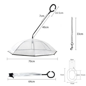 ร่มสำหรับพาสุนัขเดินเล่น ร่มสำหรับสัตว์เลี้ยงในวันที่ฝนตก พร้อมสายจูงปรับได้ ด้ามจับรูปตัว C ปรับมุมได้ - Product Image 3
