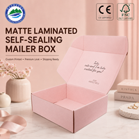 Nouvelles boîtes d'expédition en carton ondulé rose haut de gamme, personnalisées, étanches, avec lamination mate, doublure en mousse et logo