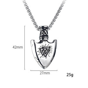שרשרת תליון ראש חץ ויקינגית מפלדת אל חלד וינטג' סִגְנוֹן בהשראת חנית נורדית מצפן בודהיסטים צווארון איסלנד - Product Image 5