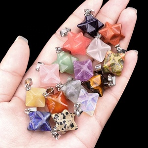 Merkaba Cristal Naturel Agate Pierre Kabbale <span class=keywords><strong>Satellite</strong></span> Pendentif Hexagramme Géométrique Artisanat Conception - Product Image 1