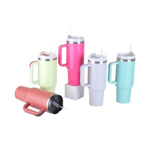 Custom Logo 40Oz Stainless Steel Double Wall Vacuum Insulated Tumbler Straw Handle Leak-Proof Flip Lid BPA Free Microwave Safe - Product Image 1