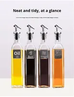 Bouteille en verre pour huile d'olive, finition mate, 150ML, 250ML, 500ML, 750ML, 1000ML, forme carrée, bouchon en caoutchouc, bec verseur hermétique, distributeur de cuisine