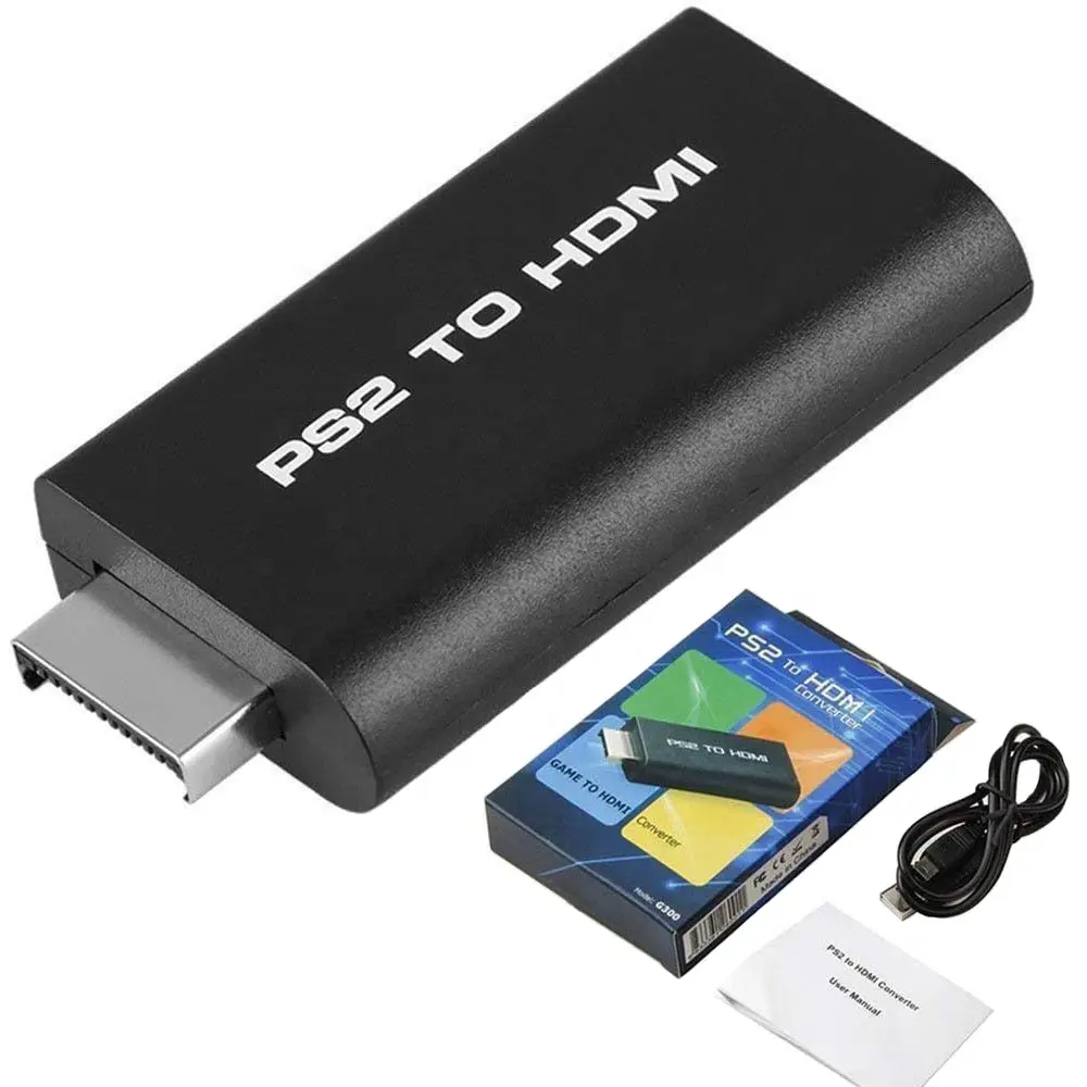 OEM PS2 zu hdmi adapter cabl ps2 hdmi konverter mit 3.5mm kopfhörer audio jack für HDTV HDMI Monitor andere spiel zubehör
