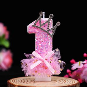 Creatieve digitale kaars jong meisje roze vlinder strik verjaardagskaars - 0-9 verjaardag jubileum feest nieuwigheid kaars - Product Image 1