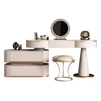 Ensemble moderne de luxe en bois table de maquillage meubles de chambre à coucher lumières LED coiffeuse miroir tiroirs pour salon hôtels